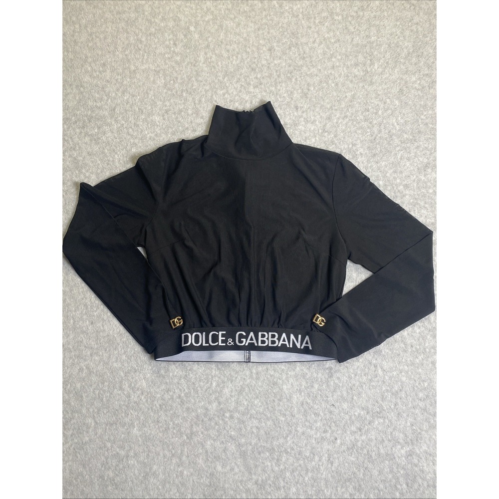 Dolce & Gabbana Black Cropped Full Zip Jacket Womens Small S No Tag Fits IT 40 - Picture 2 of 8